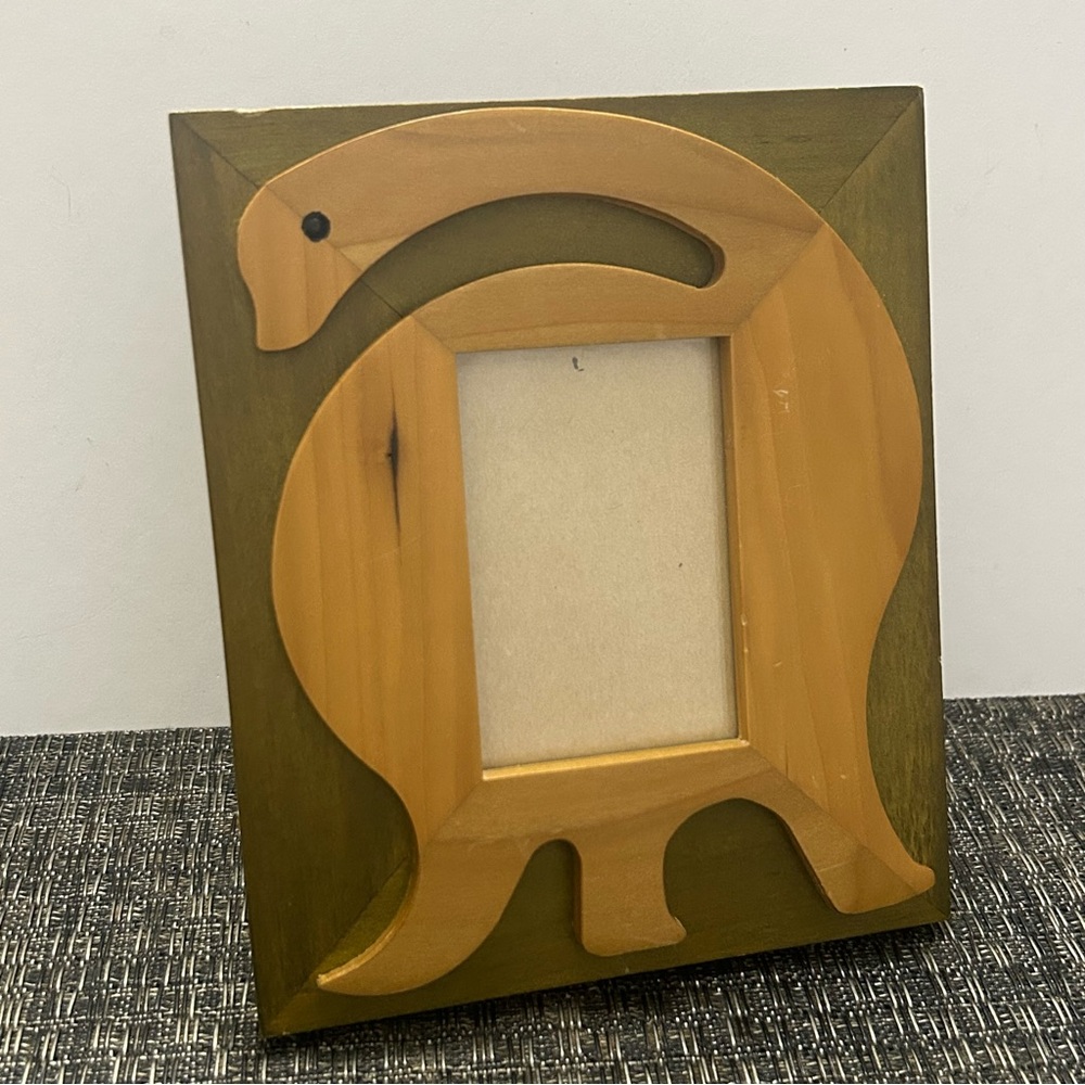 Vintage Picture Frame Wooden Dinosaur 1997 Made in Thailand by HB Group MCM